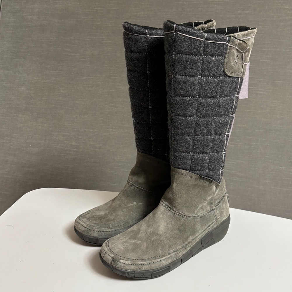 Cushe Boots 6 Gray Suede Tall Quilted Waterproof Winter Snow Comfort Outdoors
